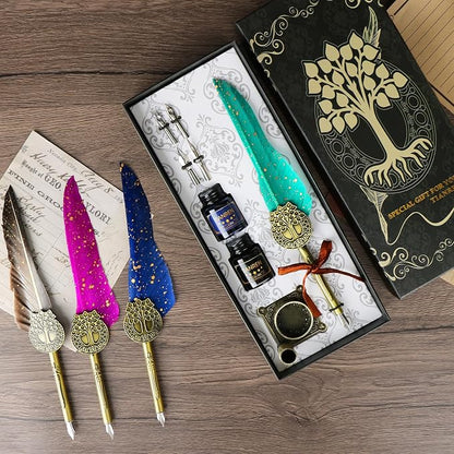 Feather Pen and Ink Set, quill pen ink set, Antique Calligraphy Pen - Image 3