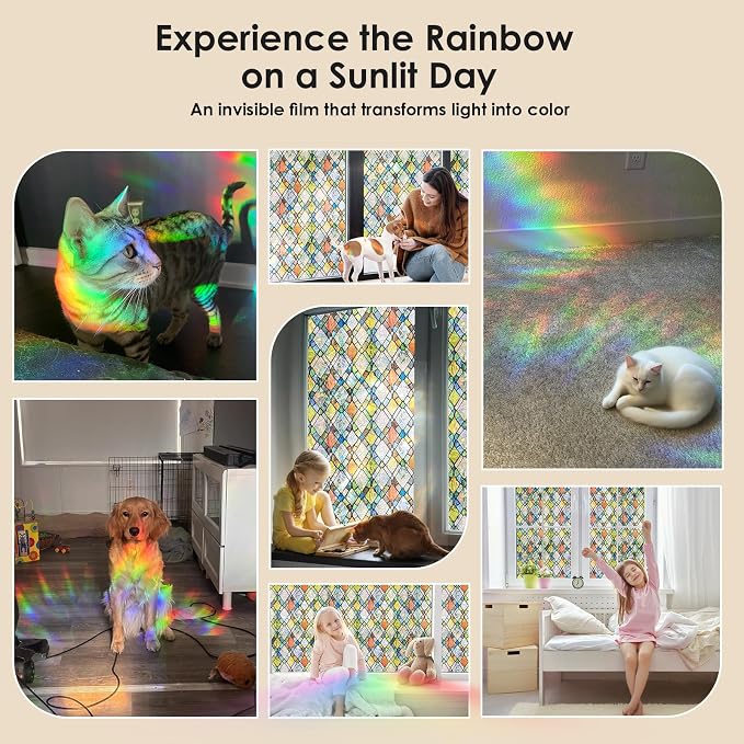 Window Privacy Film Rainbow Film Stained Glass 3D Static Cling Decorative - Image 7