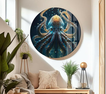 My Photostation.com 40WX60H'' Underwater Blue Octopus Glass Wall Art Tempered - Image 4