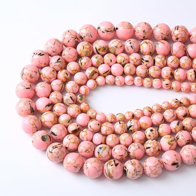 32PCS 12MM Natural Pink Shell Turquoise Beads - Image 3