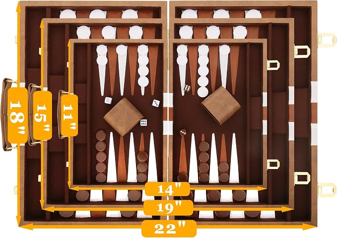 Backgammon Set - Classic Board Game - Portable Travel Strategy Backgammon Game - Image 5