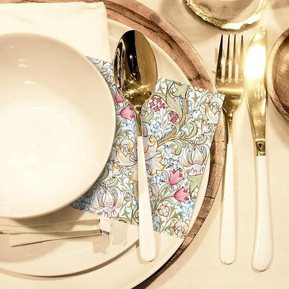 Quera 50 Pack William Morris Cocktail Napkins Golden Lily White Paper Napkins - Image 7