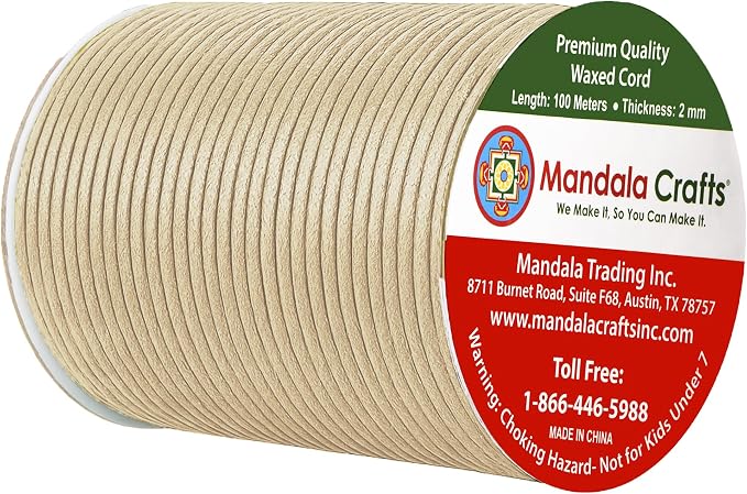Mandala Crafts 2mm 109 Yards Cream Cotton Waxed Cord - Image 2