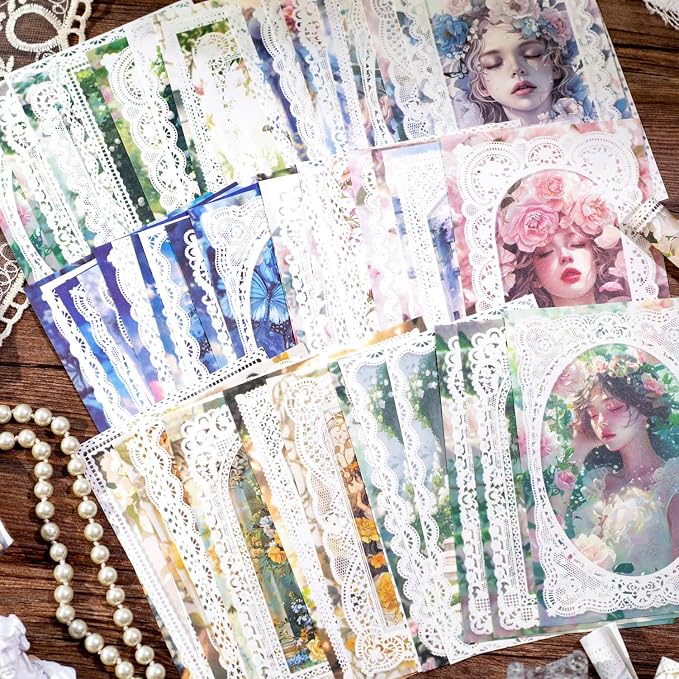 Lace border Scrapbook Paper Set, Scrapbooking, DIY Projects, and Art Supplies - Image 9