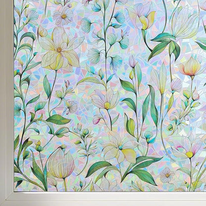 FINNEZ Window Privacy Film Stain Glass Film Flowers Rainbow Window Film Window by FINNEZ