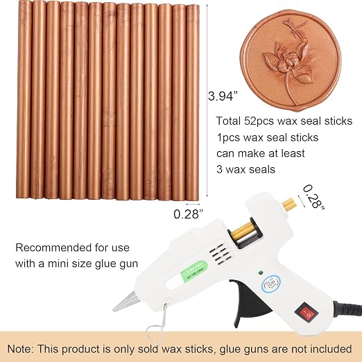 52pcs Red Bronze Sealing Wax Sticks, Andotopee Glue Gun Wax Seal Sticks - Image 3
