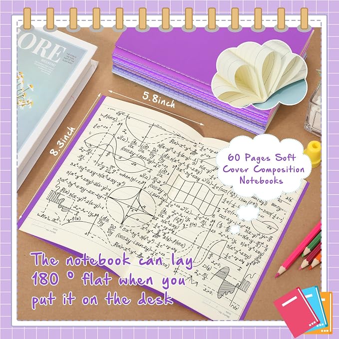 Handepo 100 Pack Composition Notebooks A5/A6 Ruled Lined Composition Kraft - Image 3