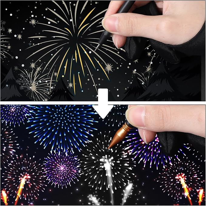 9Pcs Scratch Art Tools Set Including Artist Glove, Tool Bag, Scratch Coloring - Image 6