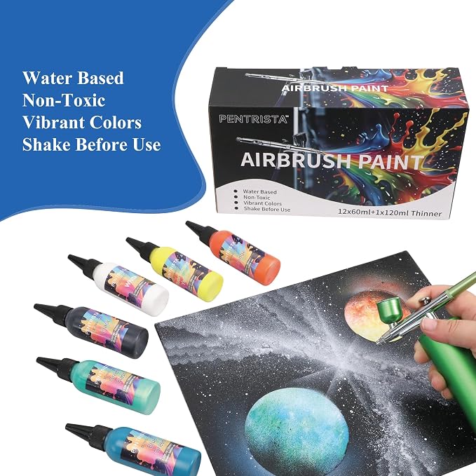 PENTRISTA 24-Color Airbrush Paint Setwith 2 Thinner - Image 5