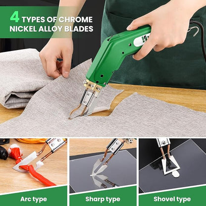 Huanyu Electric Hot Knife Rope Cutter Fabric Cutting Tool Kit 4 Blades Pro - Image 4
