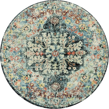Lahome Bohemian Floral Medallion Round Rug - 3Ft Small Bedroom Round Area Rug - Image 9