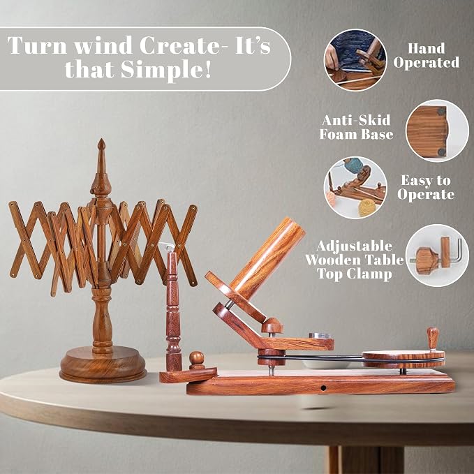 Large Handcrafted Wooden Yarn Winder & Swift – Rosewood Brown Ball Winder - Image 4