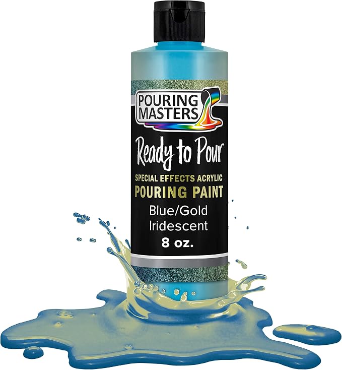 Pouring Masters Blue/Gold Iridescent Special Effects Acrylic Pouring Paint by USArtSupply