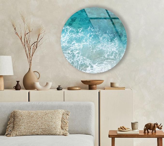 My Photostation.com 10'' Diameter Sea Waves Round Glass Wall Art Tempered Glass - Image 5