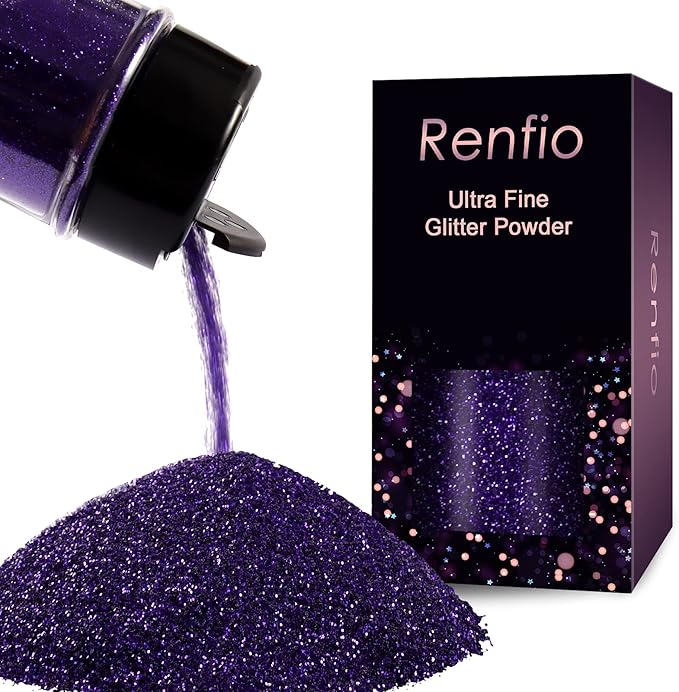 Renfio Ultra Fine Glitter Powder Metallic Resin Glitter 2.11 Oz PET Flakes by Renfio