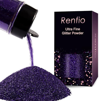 Renfio Ultra Fine Glitter Powder Metallic Resin Glitter 2.11 Oz PET Flakes by Renfio