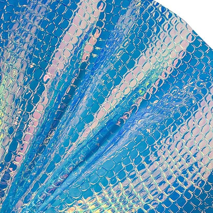 ONEART | Iridescent Transparent Embossed Vinyl Holographic Blue Clear PVC Vinyl - Image 3