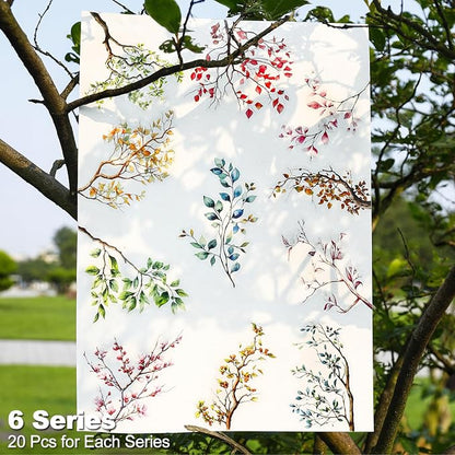 120Pcs Botanical PET Stickers, Branch and Leaf Designs - Image 2