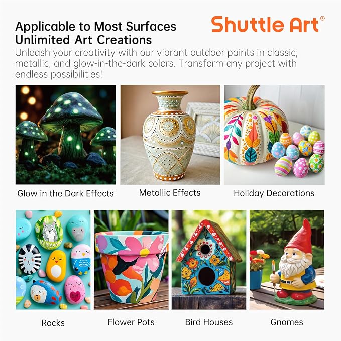 Shuttle Art 25 Colors Outdoor Acrylic Paint Set, 2oz/60ml Waterproof Acrylic - Image 8