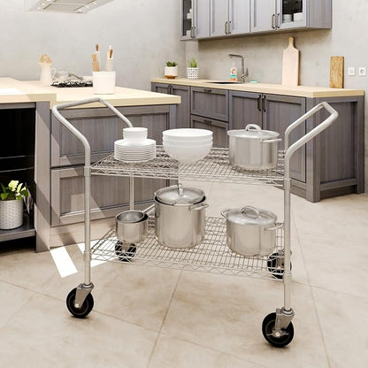 24" W x 36" L x 36" H Chrome Heavy Duty Utility Cart | 2-Tier | NSF Commercial - Image 3