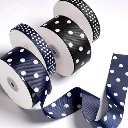 Polka Dot Grosgrain Ribbon 1.5 Inch, 25 Yards Spool Navy Blue and White Dot - Image 7