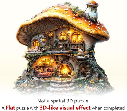 Wooden Puzzles for Adults, Mushroom House Puzzles, Wood Adult Puzzle, Birthday - Image 2