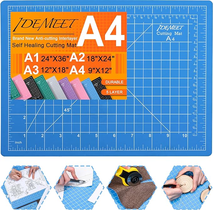 Density-upgraded 9"x12" Self Healing Cutting Mat, Idemeet Rotary Sewing Mat by IDEMEET