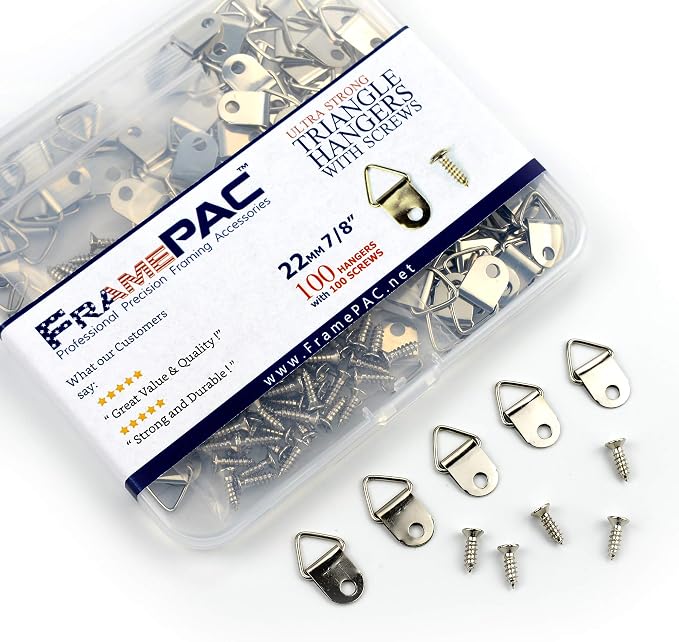100 Pack Picture Hangers with Screws, Small Triangle Ring, D Rings - Image 2