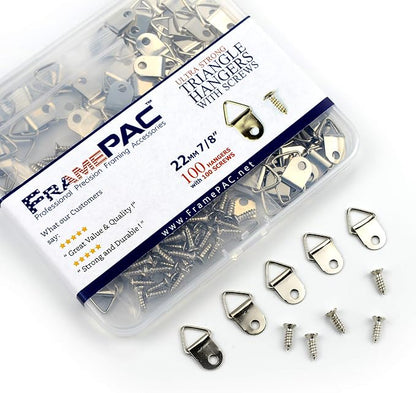 100 Pack Picture Hangers with Screws, Small Triangle Ring, D Rings - Image 2