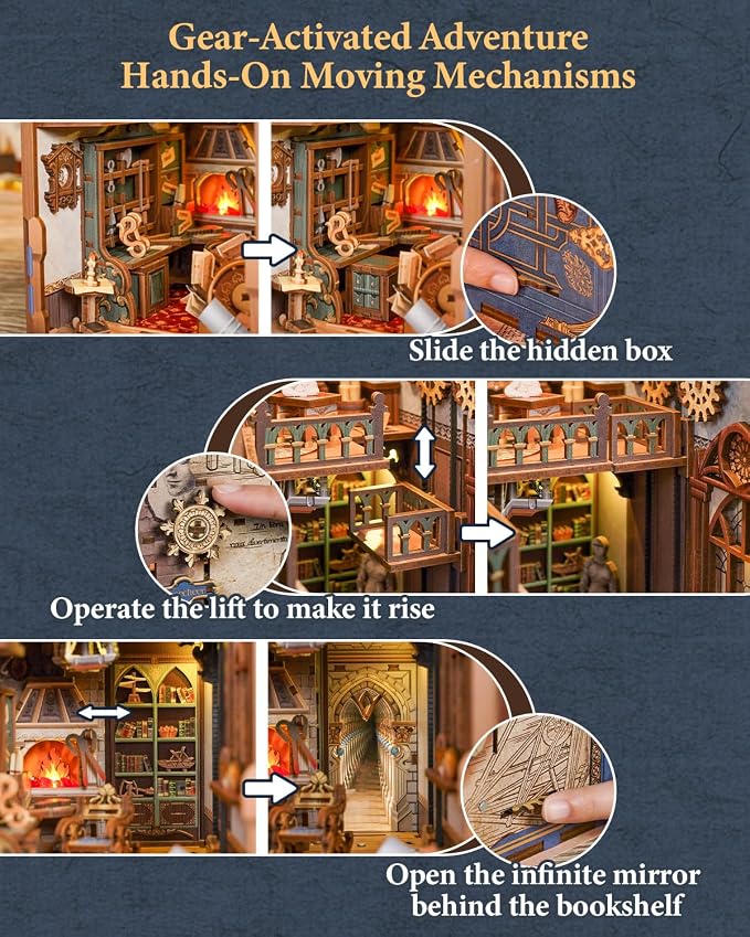 Tonecheer DIY Book Nook Kit for Adults, 3D Puzzle Wooden Miniature House Kit - Image 5