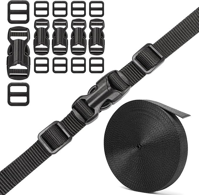 5/8" Buckle and Strap Set: 6 Yards of Thick Nylon Webbing, 6 Pack Quick Side - Image 6