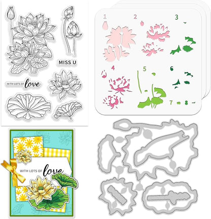 ORIGACH Lotus Layering Stencil Stamp and Die Set by ORIGACH