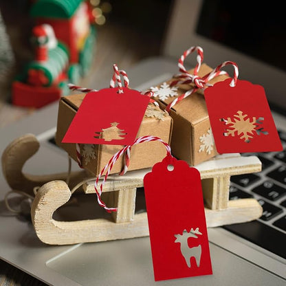 Aneco 150 Pieces Christmas Paper Gift Tags Red Kraft Tags Hang Labels Christmas - Image 5