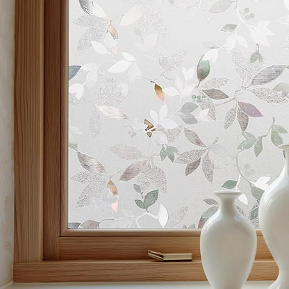 Window Privacy Film Decorative for Front Door, Bathroom Static Cling Stained by OHTMERU