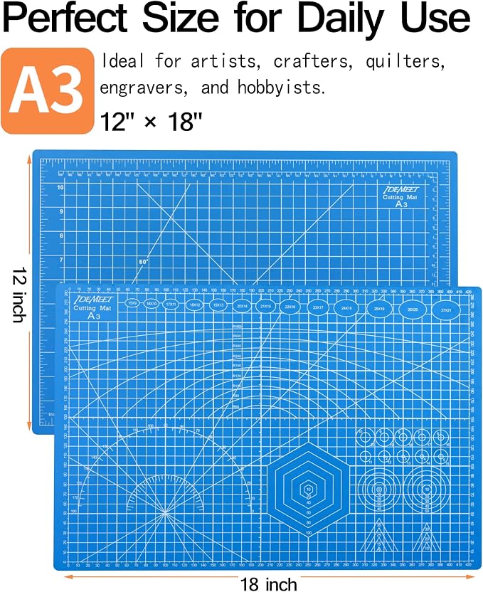 Density-upgraded 18"x12" Self Healing Cutting Mat, Idemeet Rotary Sewing Mat - Image 2