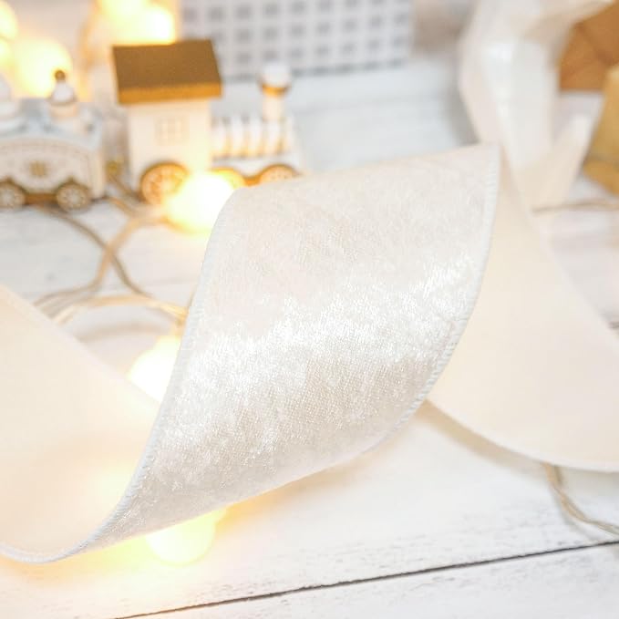 Ivory Velvet Ribbon 2.5 Inch x 10 Yards - Image 6