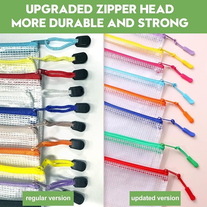24pcs Mesh Zipper Pouch Bags Puzzle Storage Bags, A4 13x9 Inches Large Reusable - Image 3
