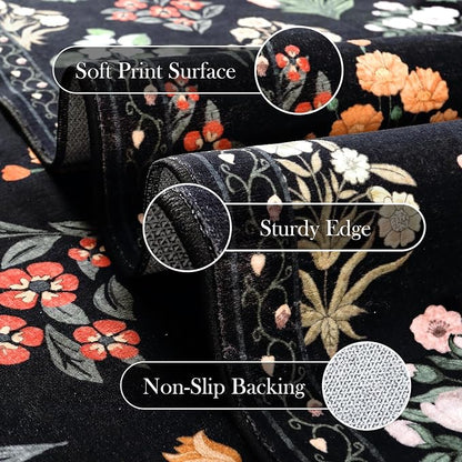 Wonnitar Washable 3x5 Area Rug, Floral Print Rugs - Image 3