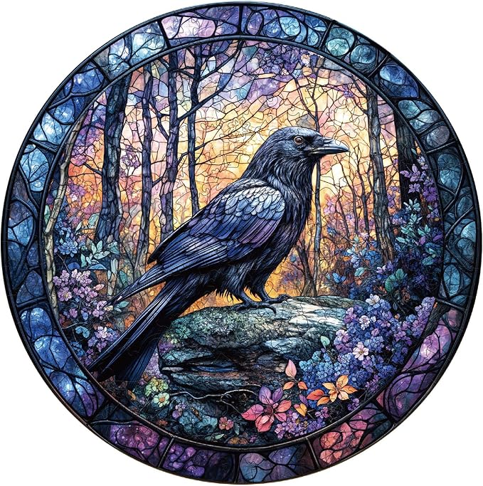 Wooden Puzzles for Adults, Wooden Jigsaw Puzzles, Exquisite Raven Puzzle by Kaayeewood