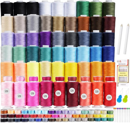 124 Pcs Pre Wound Bobbins Sewing Thread, 50 Colors Polyester Sewing Thread Kit by StiVerse