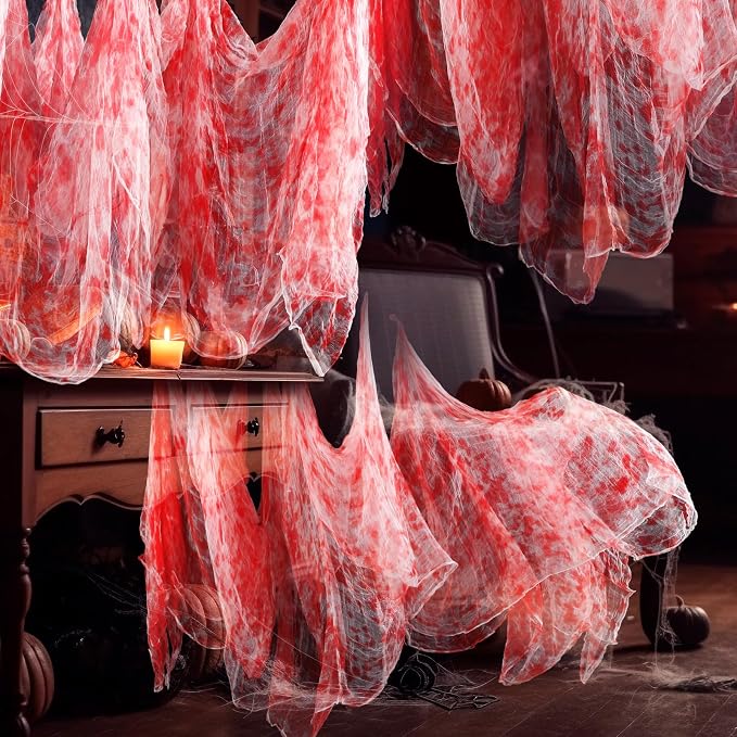 Boao Halloween Cheese cloth 85 x 394 Inch Bloody Cheesecloth Roll - Image 5