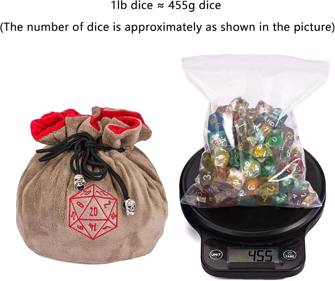 Large Dice Bags D&D with Pockets Khaki Storage Bag D20 Logo - Image 2