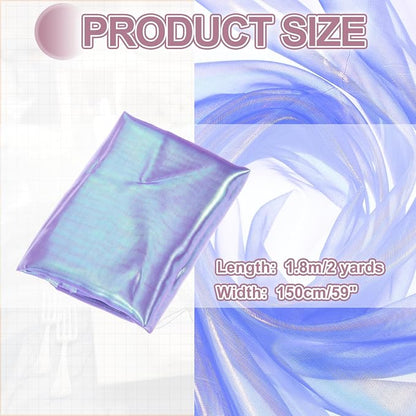 MECCANIXITY Iridescent Sheer Organza Fabric, 2 Yards x 59 Inches Solid Laser - Image 2