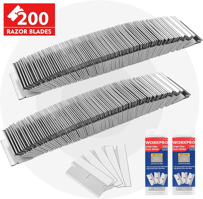 WORKPRO 200-Pack Single Razor Edge Blades, Industrial Scraper Razor Blades - Image 6