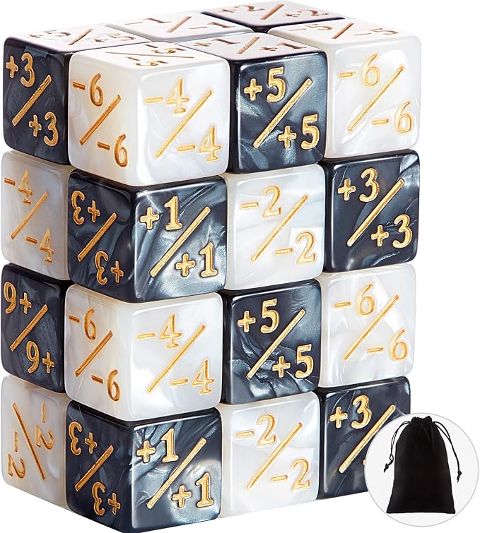 Sumind 24 Pcs Magic Life Counter Dice -1/+1 Counters Commander Buff Tokens 6 by Sumind
