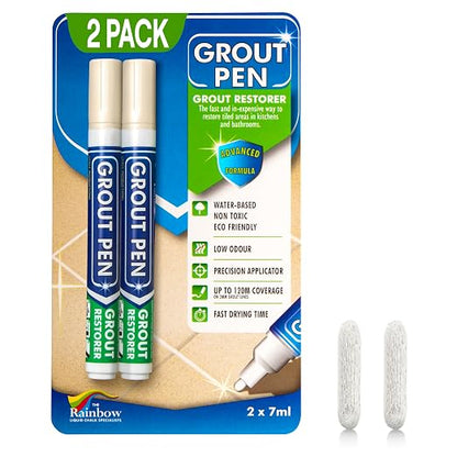 Grout Pen Cream Tile Paint Marker: Waterproof Grout Paint, Tile Grout Colorant by RainbowChalkMarkers