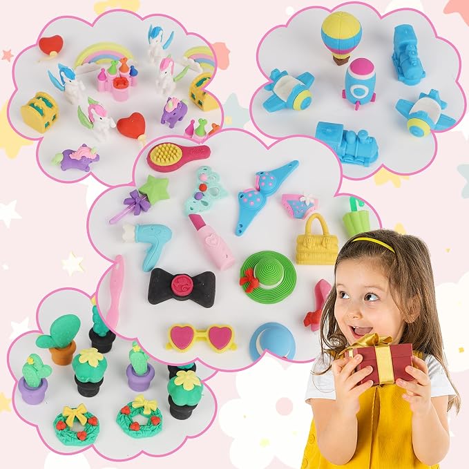 72 Pcs Erasers for Kids, Mini Pencil Eraser Bulk Classroom Prizes, Fun Puzzle - Image 3