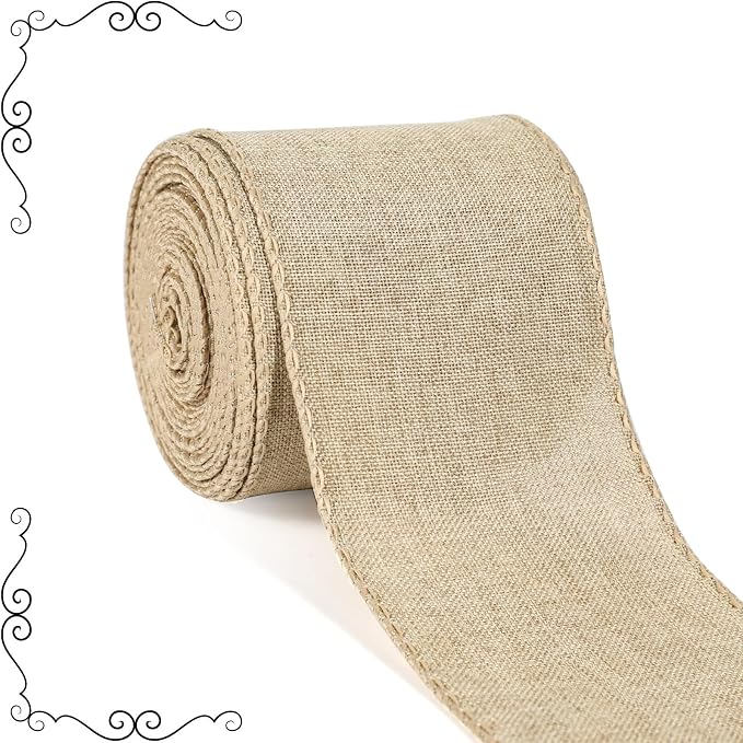Burlap Ribbon Wired, Farmhouse Rustic Ribbon by Unknown