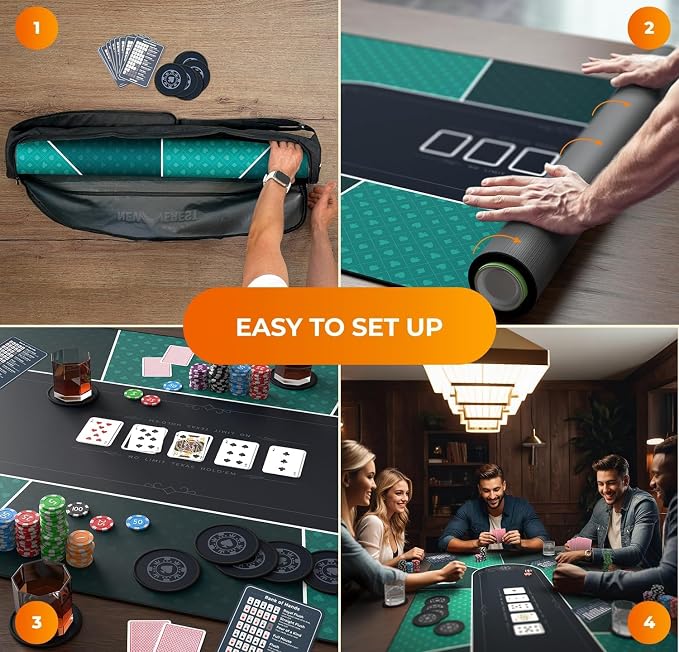 Newverest Poker Table Top 70" x 35", Texas Hold'em Poker Mat - Image 6