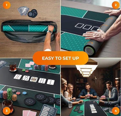 Newverest Poker Table Top 70" x 35", Texas Hold'em Poker Mat - Image 6